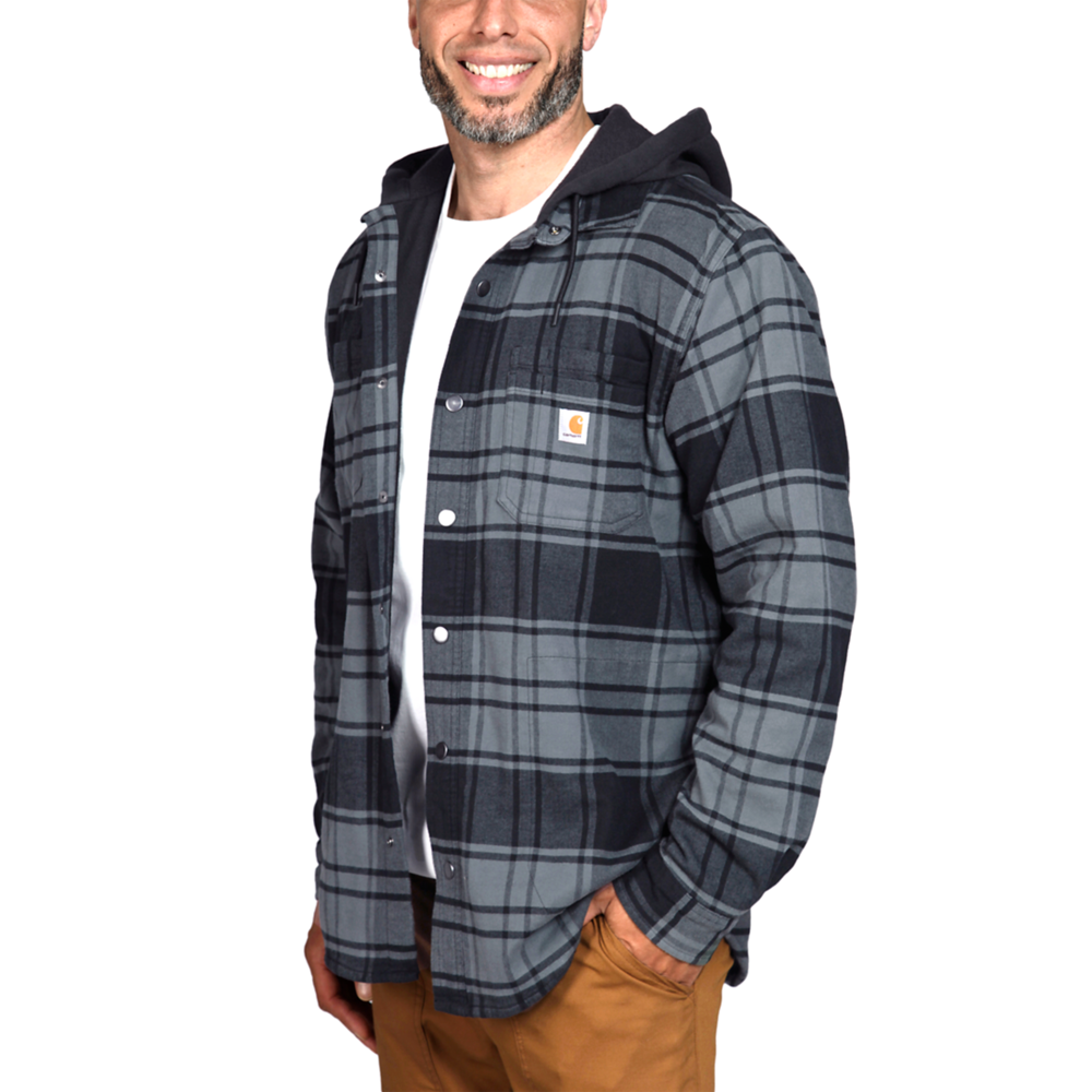 Fleece lined hooded shirt hotsell